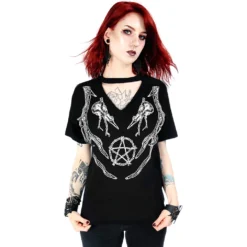 RESTYLE V NECK ANTLERS CHOKER TOP