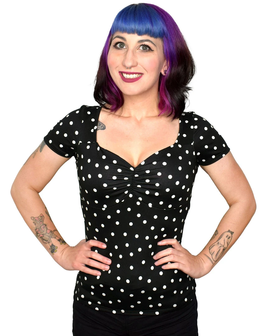 Shop Sour+Plus SOURPUSS POLKA DOT VAVAVOOM TOP BLK/WHITE 3 Shop Sour+Plus SOURPUSS POLKA DOT VAVAVOOM TOP BLK/WHITE