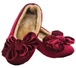 None VELVET BOW SLIPPERS BURGUNDY Footwear
