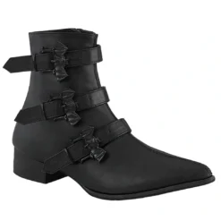 DEMONIA WARLOCK BAT BUCKLE POINTED TOE ANKLE BOOTS Footwear