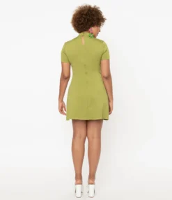 SMAK PARLOUR MOCK TURTLENECK WAVE MAKER DRESS AVOCADO