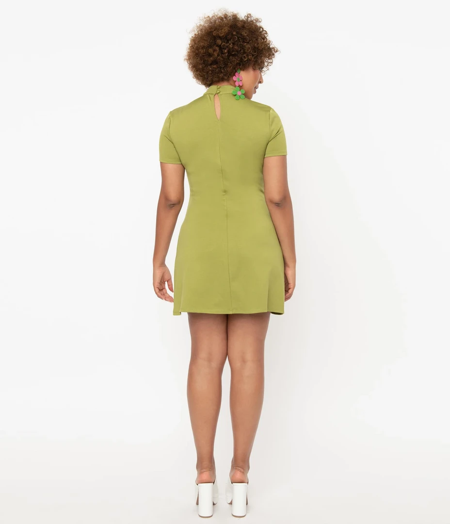 SMAK PARLOUR MOCK TURTLENECK WAVE MAKER DRESS AVOCADO 4 SMAK PARLOUR MOCK TURTLENECK WAVE MAKER DRESS AVOCADO