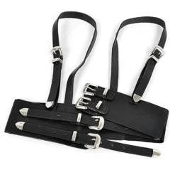 None WESTERN MULTI BUCKLE HARNESS BLACK/SLVR