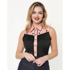 UNIQUE VINTAGE SLEEVELESS FRINGE WESTERN TOP Shop Sour+Plus