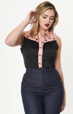 UNIQUE VINTAGE SLEEVELESS FRINGE WESTERN TOP Shop Sour+Plus