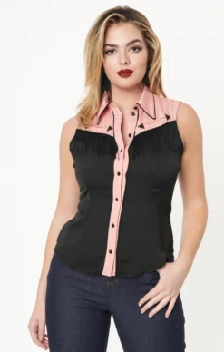 UNIQUE VINTAGE SLEEVELESS FRINGE WESTERN TOP Shop Sour+Plus