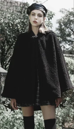 PunkRave PUNK RAVE SALEM HOODED PLUSH CAPE COAT