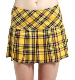 Tripp NYC Apparel TRIPP PLEATED WOVEN YELLOW PLAID SKIRT