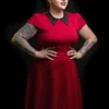 SOURPUSS STUD COLLAR DRESS RED 2 SOURPUSS STUD COLLAR DRESS RED