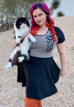 SOURPUSS NOKTURNAL BATS RAGLAN SKATER DRESS GRAY Shop Sour+Plus